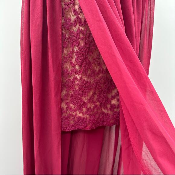 Lulus Make Way For Wonderful Berry Red Lace Sleeveless Maxi Dress Size S - Picture 5 of 14